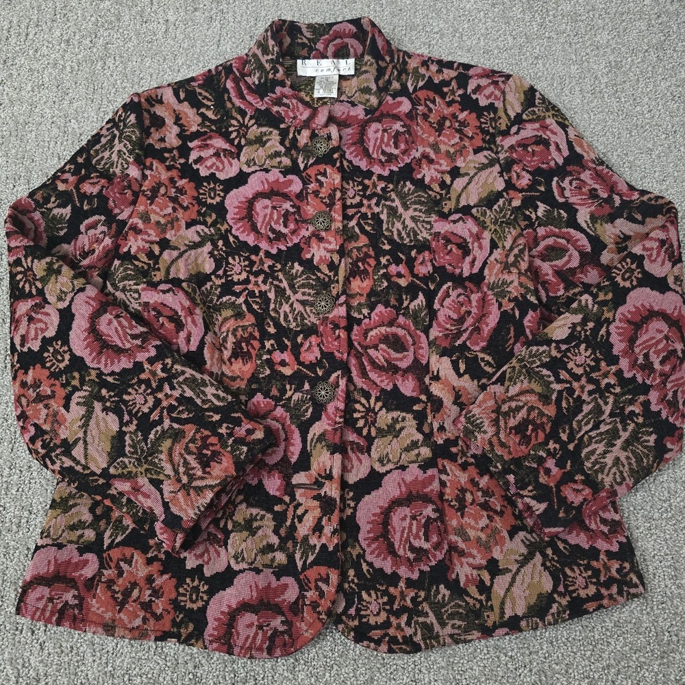 Vintage Real Comfort Tapestry Jacket Floral Cottagecore Boho Womens 12